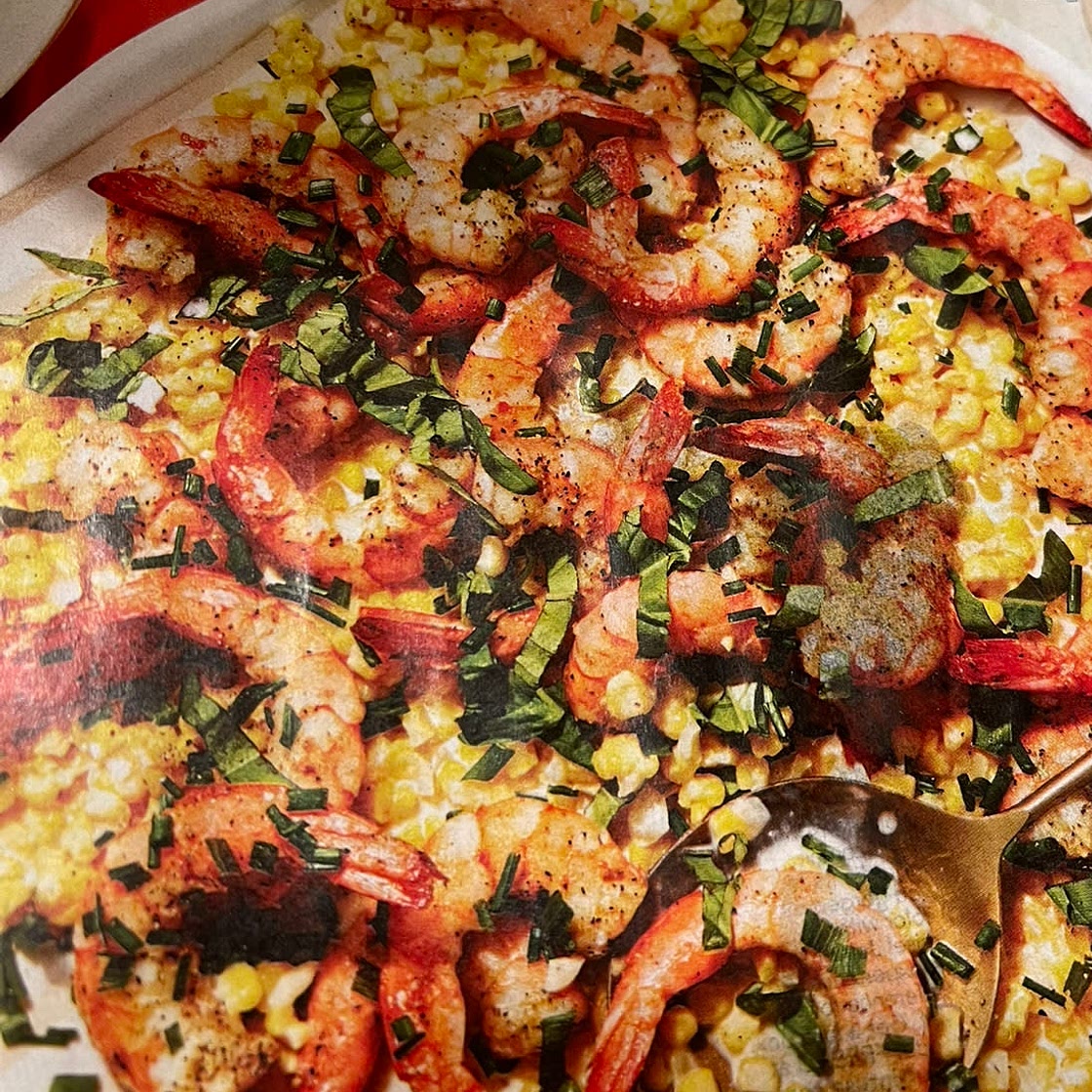 Greek Style Shrimp with Creamed Corn
