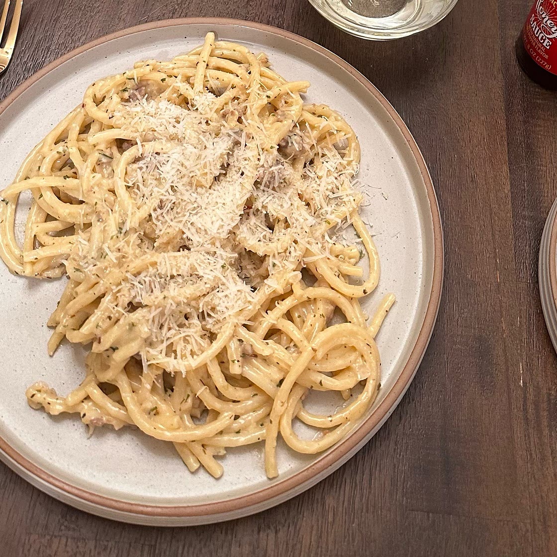 White Wine Garlic Butter Bucatini
