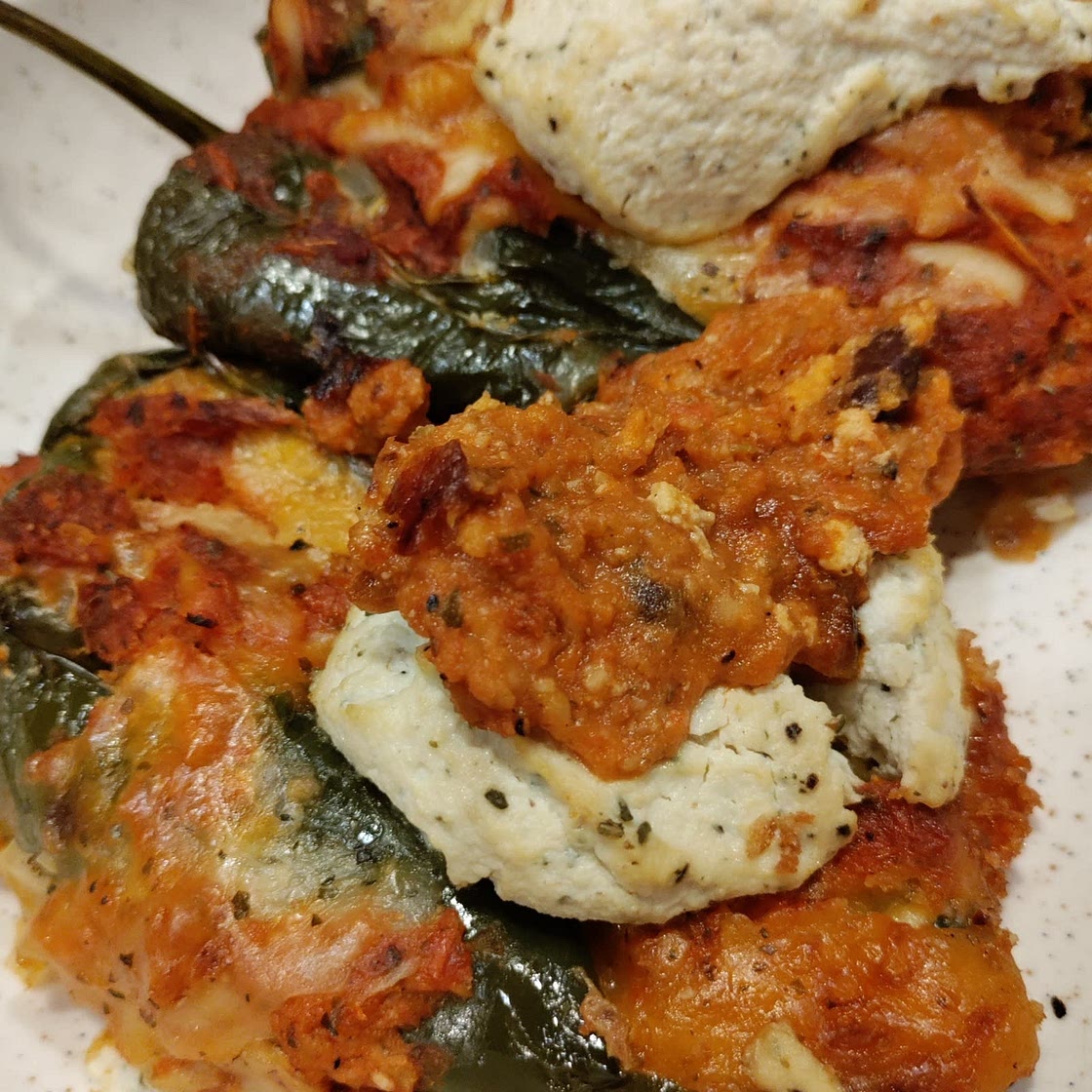 Roasted Chiles Rellenos with Black beans