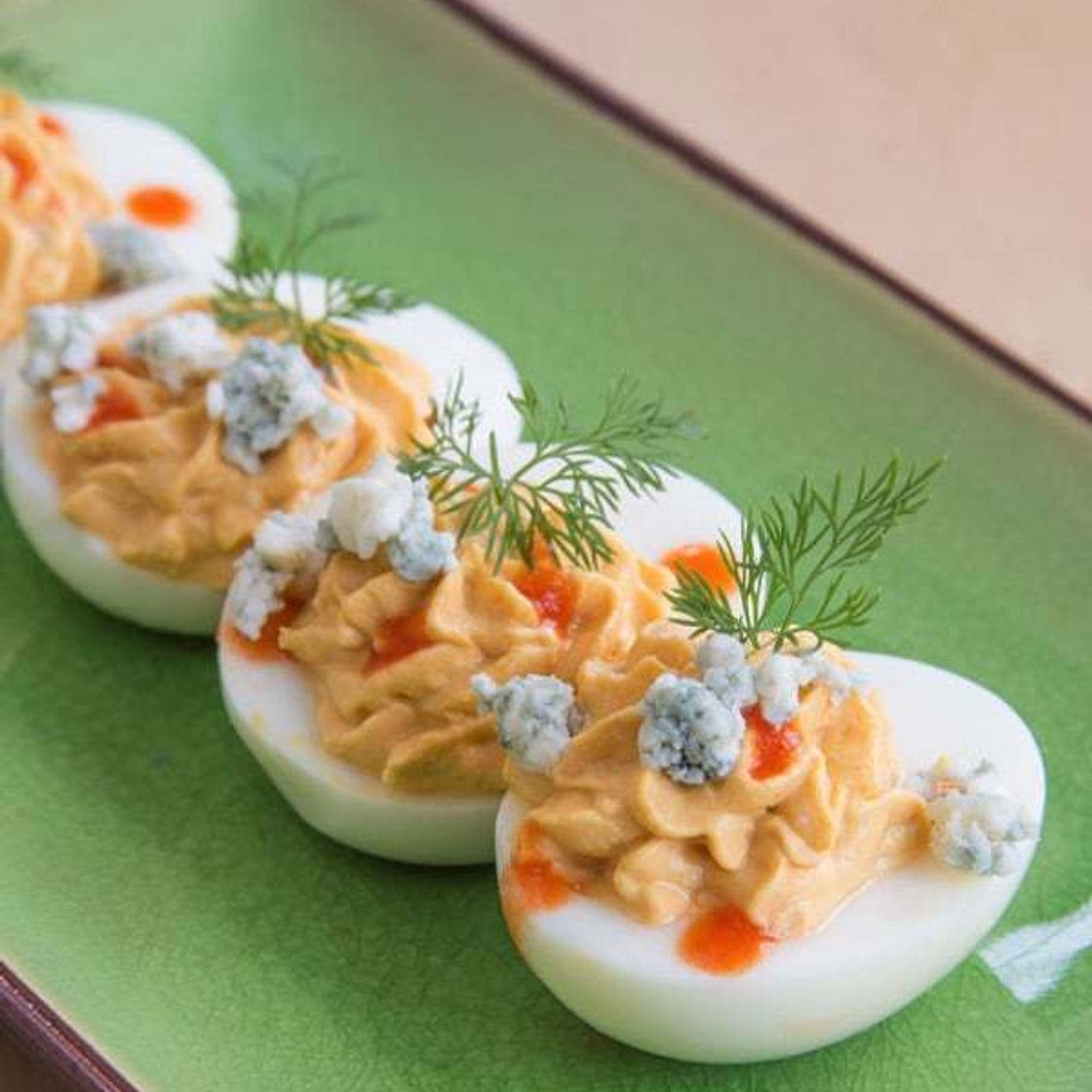 Buffalo Blue Cheese Deviled Eggs