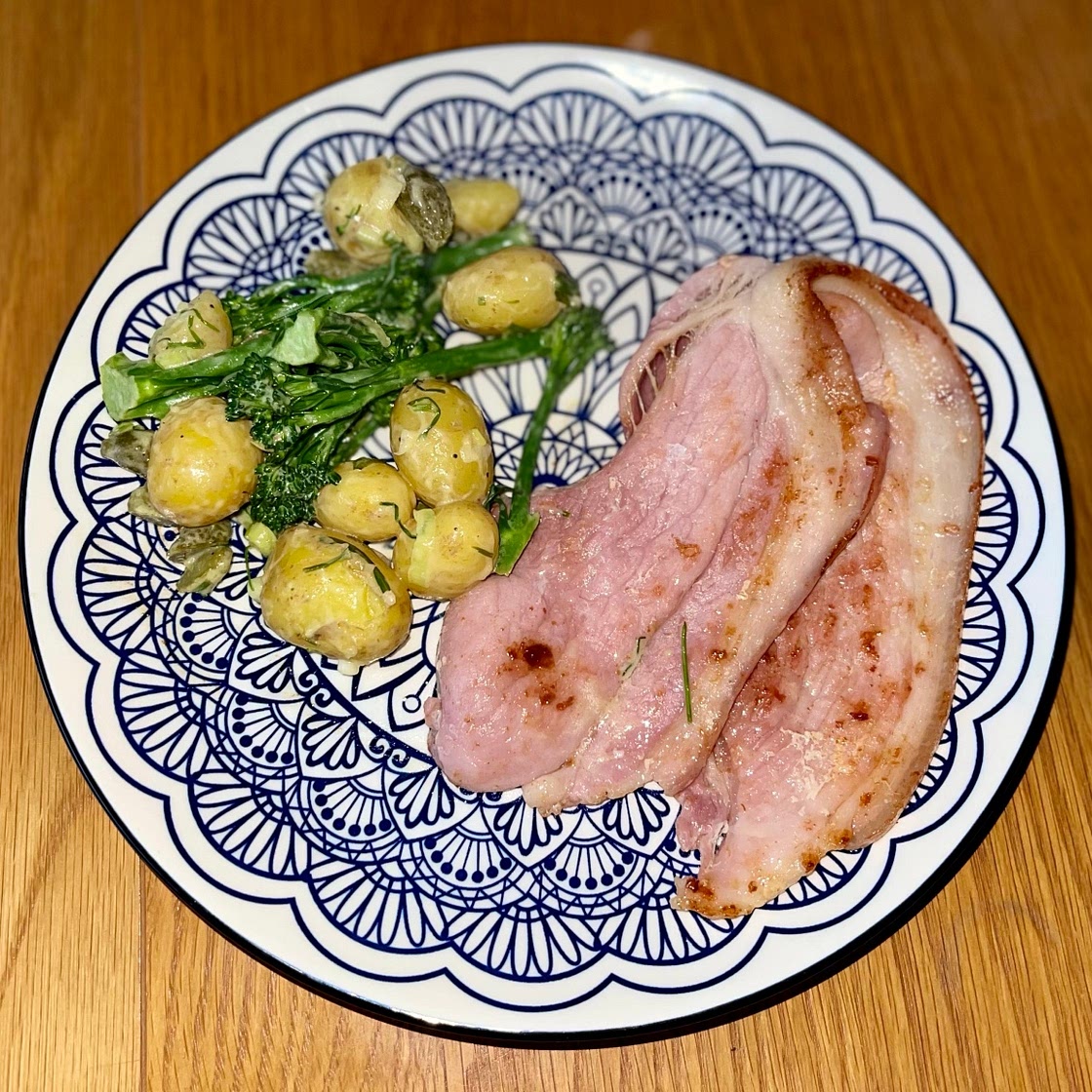 Gammon Steaks with a Warm Potato and Broccoli Salad
