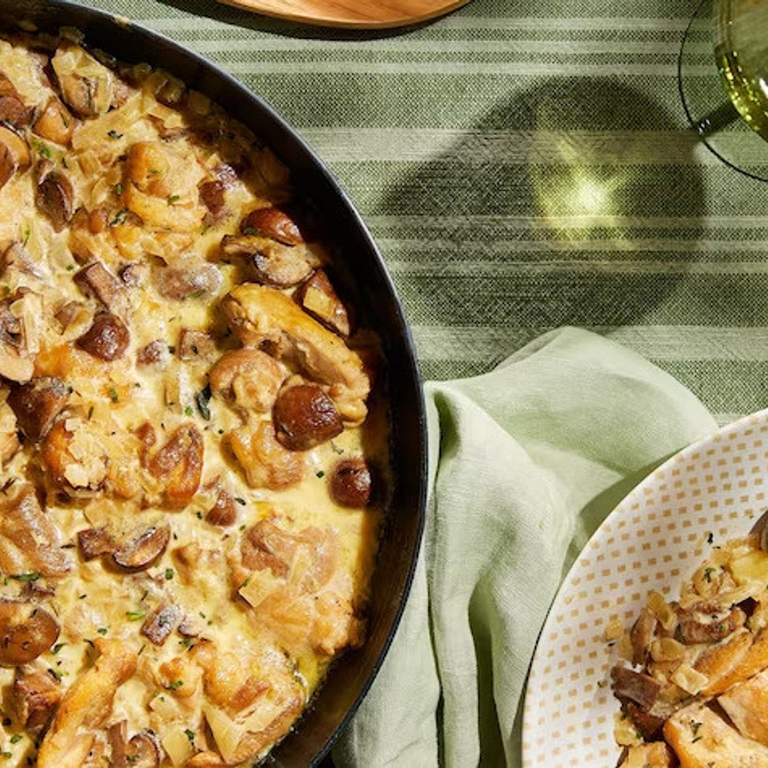 Poitrines de poulet sauce crème aux champignons