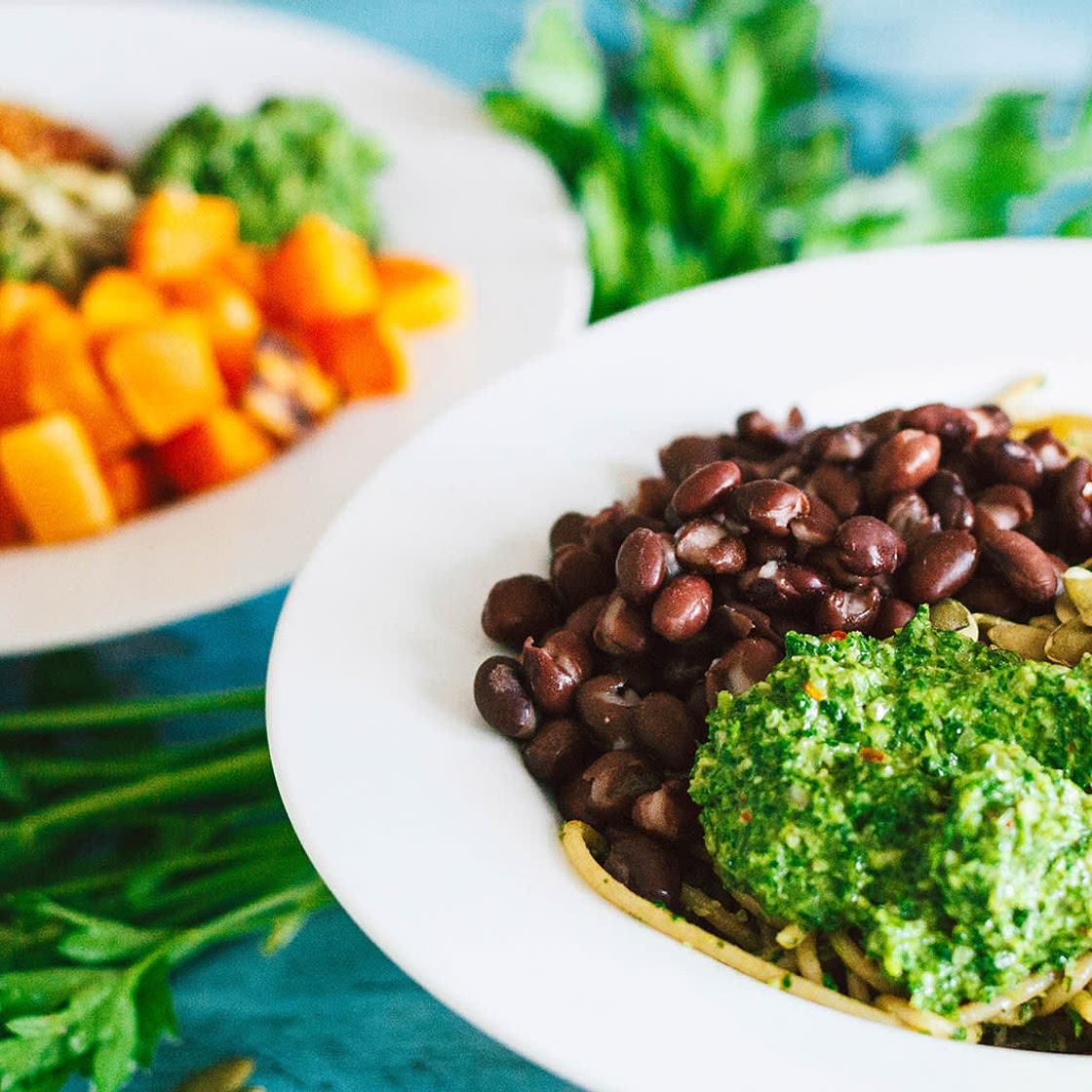 Roasted Butternut and Black Bean Chimichurri Bowl