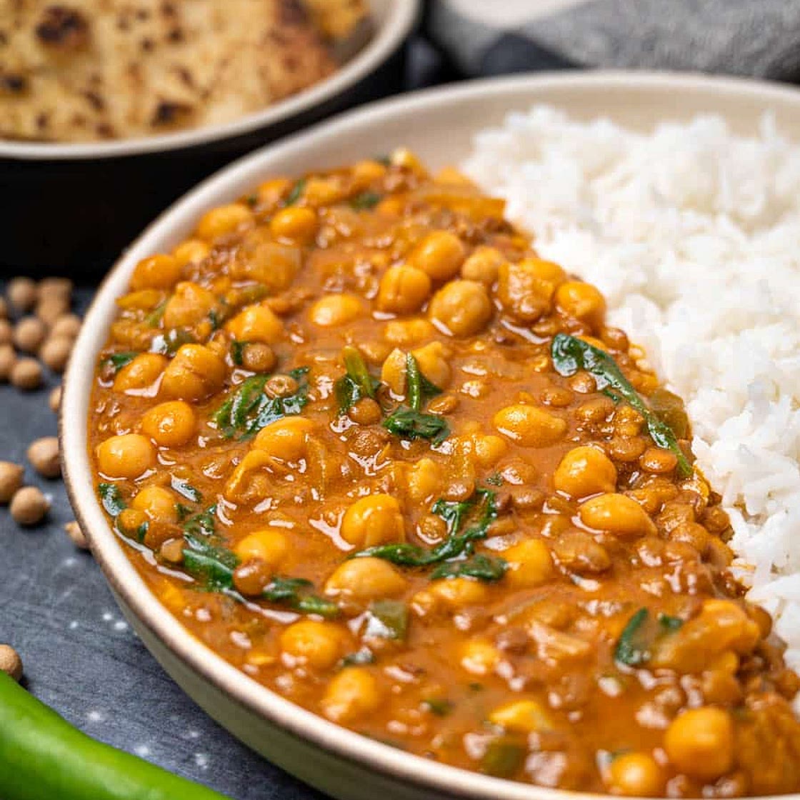 Red lentil and chickpea stew