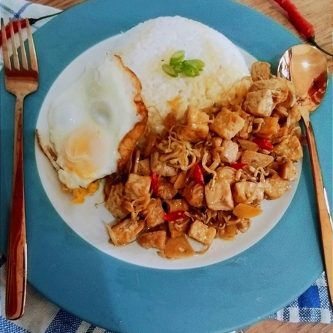 Tofu and Bean Sprouts Stir-Fry with Soy Sauce/Tahu Cambah Tumis Kecap