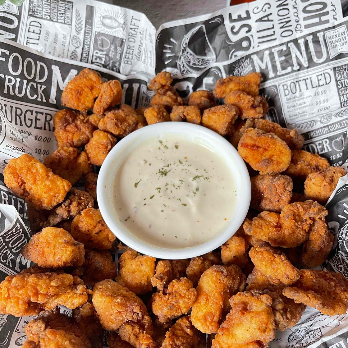 Popcorn Chicken with a Creamy Hot Honey Dip