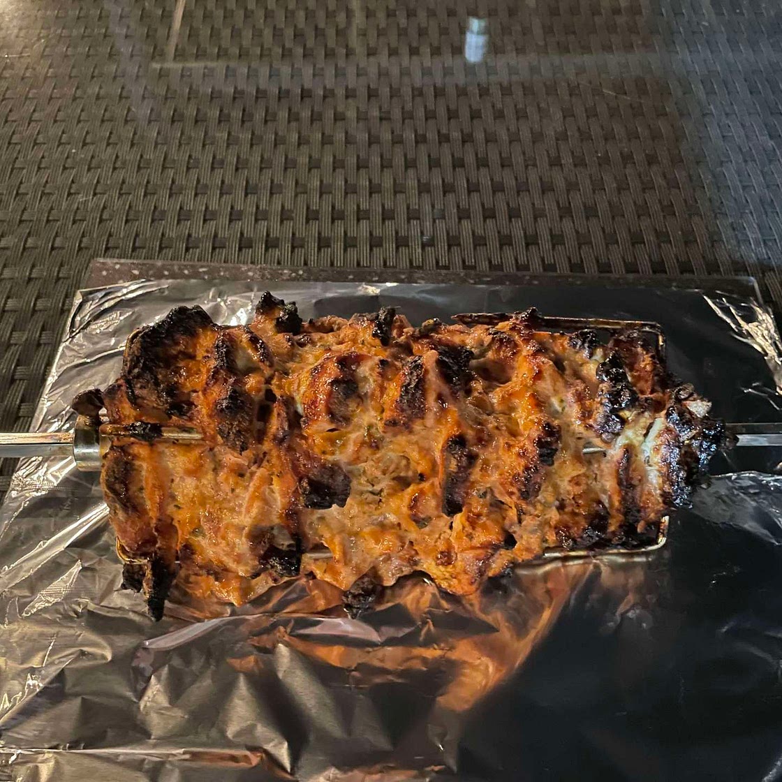 Chicken rotisserie kebab -Shawarma. 