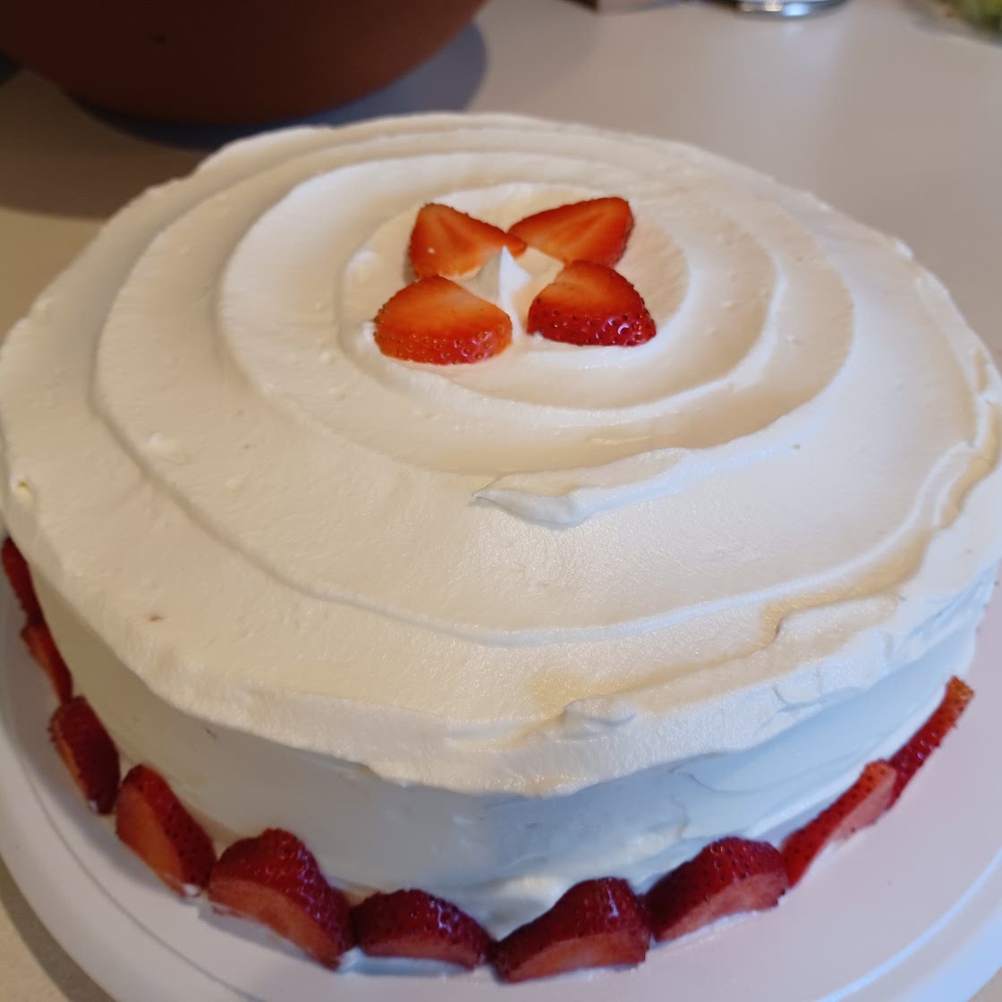 Strawberries & Cream Layered Poke Cake