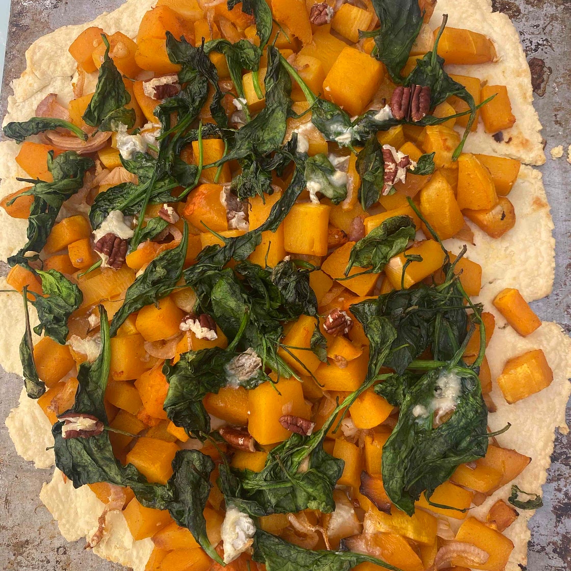 Squash Roquefort Pecan torte