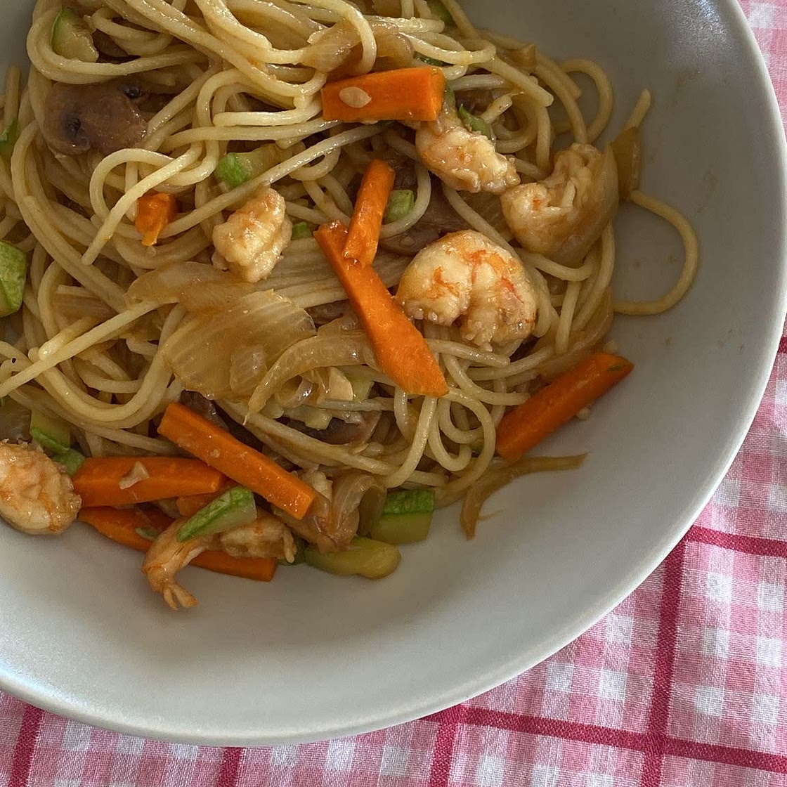 Espaguetis con gambas 🍤