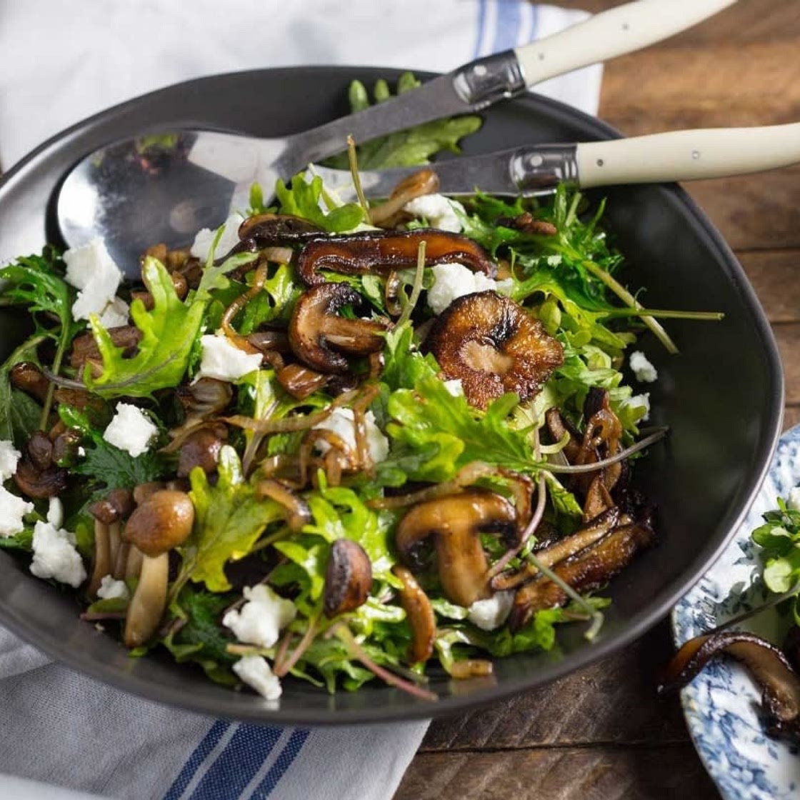 Warm Kale and Caramelized Mushroom Salad Recipe
