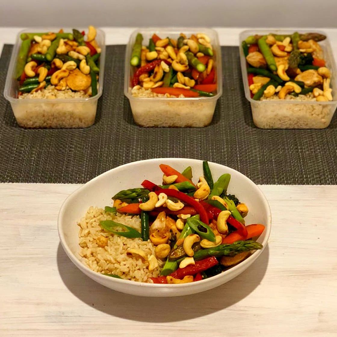 Cashew chicken and vegetable stirfry