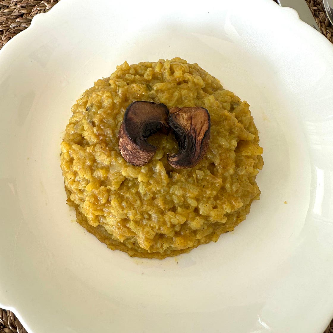 Seared Portobello Mushroom and Squash Barley Risotto