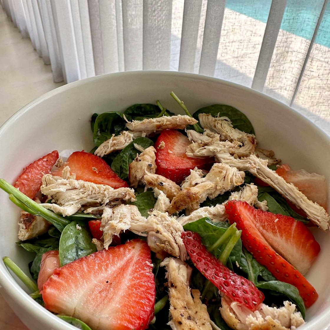 Strawberry & Spinach Salad with Rotisserie Chicken