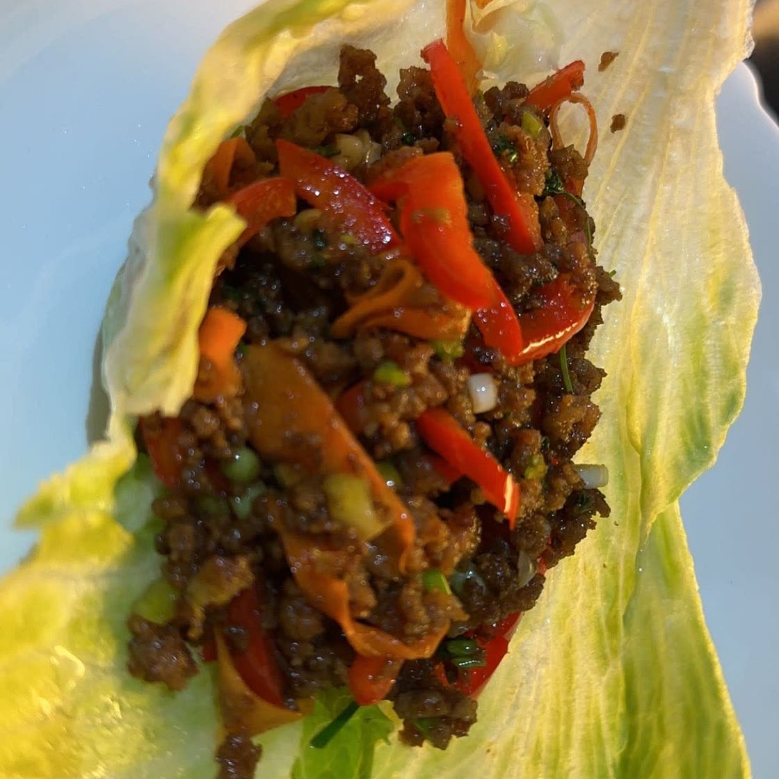 Asian Ground Beef Lettuce Wraps