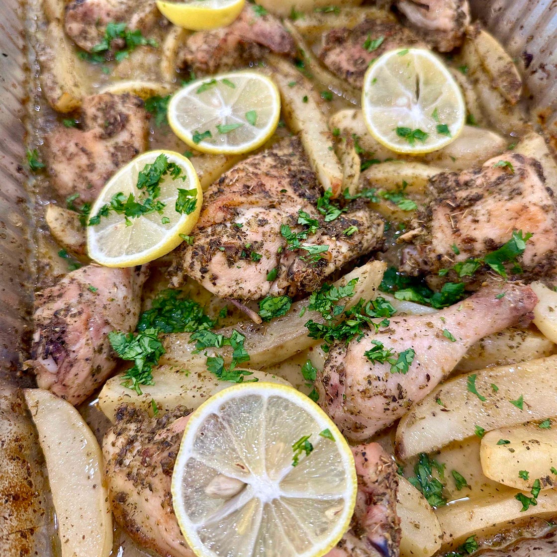 Greek chicken and potatoes 