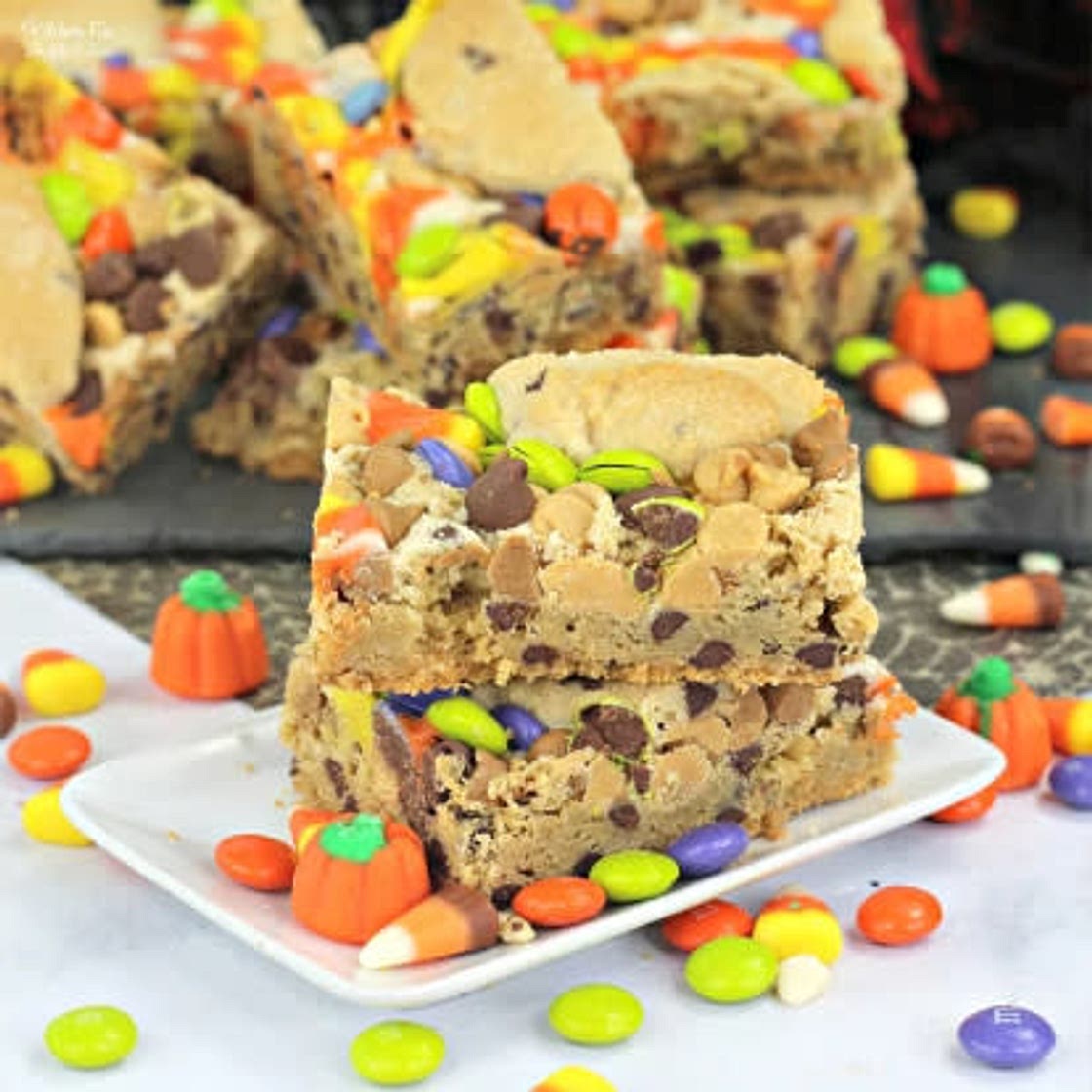 Leftover Halloween Candy Cookie Bars