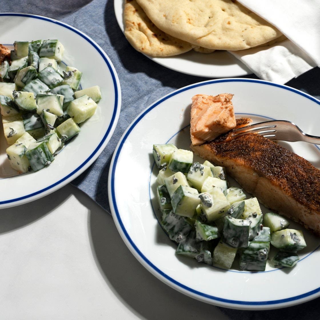Masala Salmon with Cucumber Salad