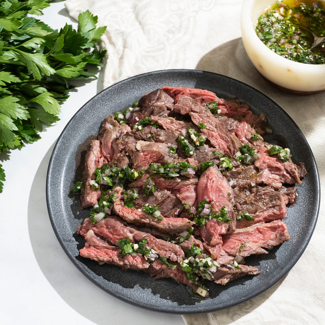 Skirt Steak with Garlic Herb Sauce