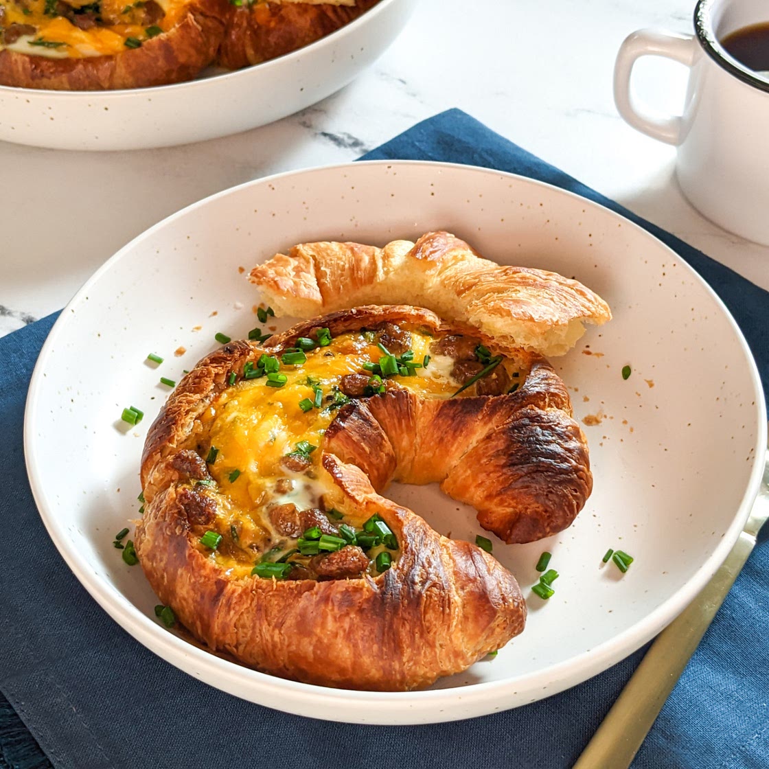 Sausage Cheddar Croissant Boats