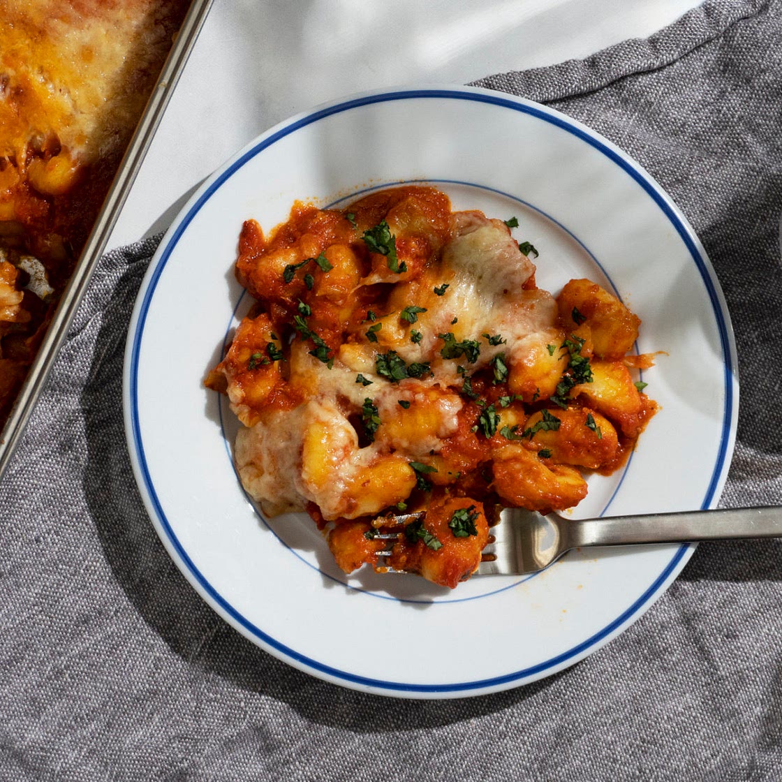 Cheesy marinara bake gnocchi