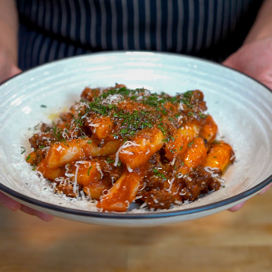 Gochujang Bolognese with Tteokbokki