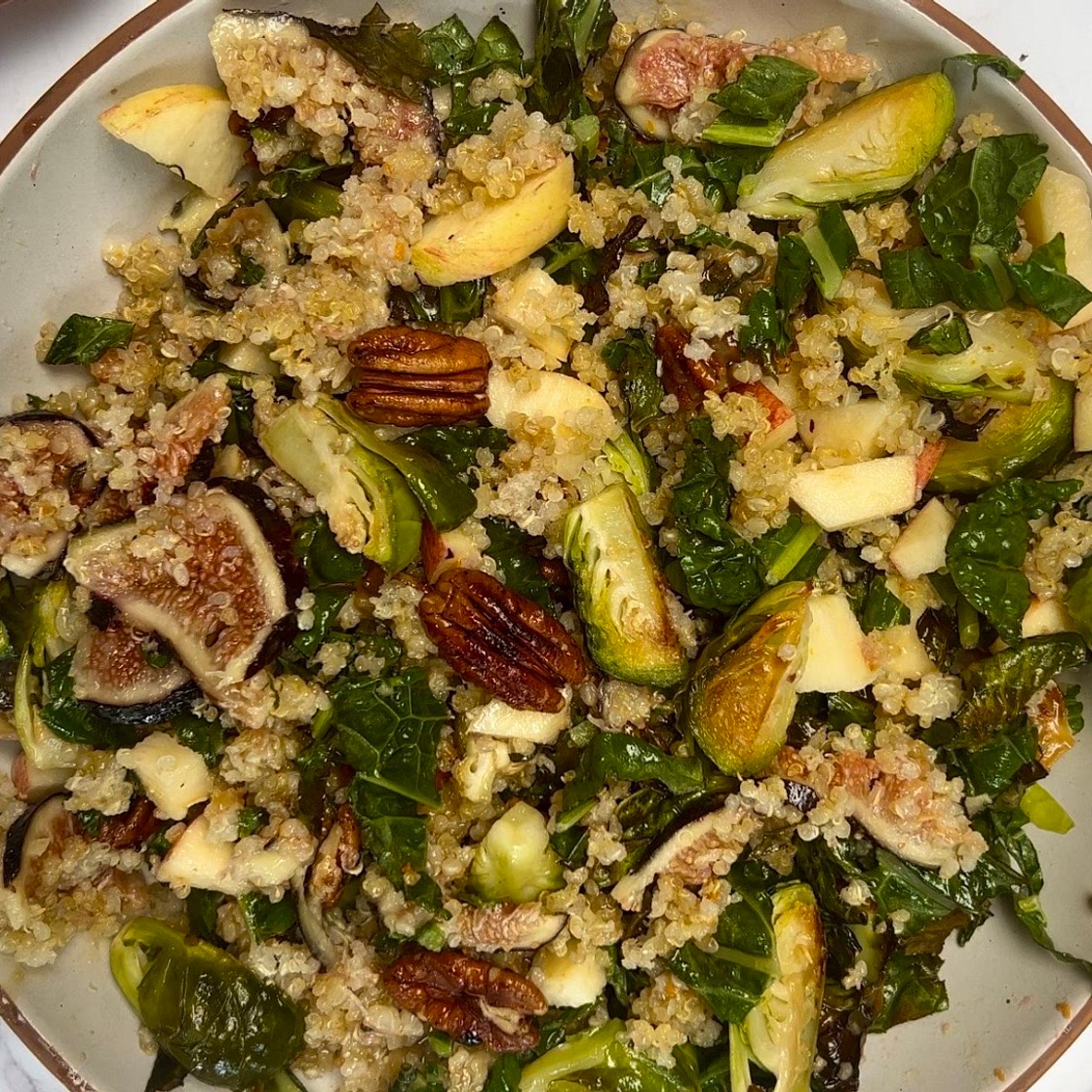 Hot Salad with Crispy Quinoa and a Turmeric Tahini Dressing 