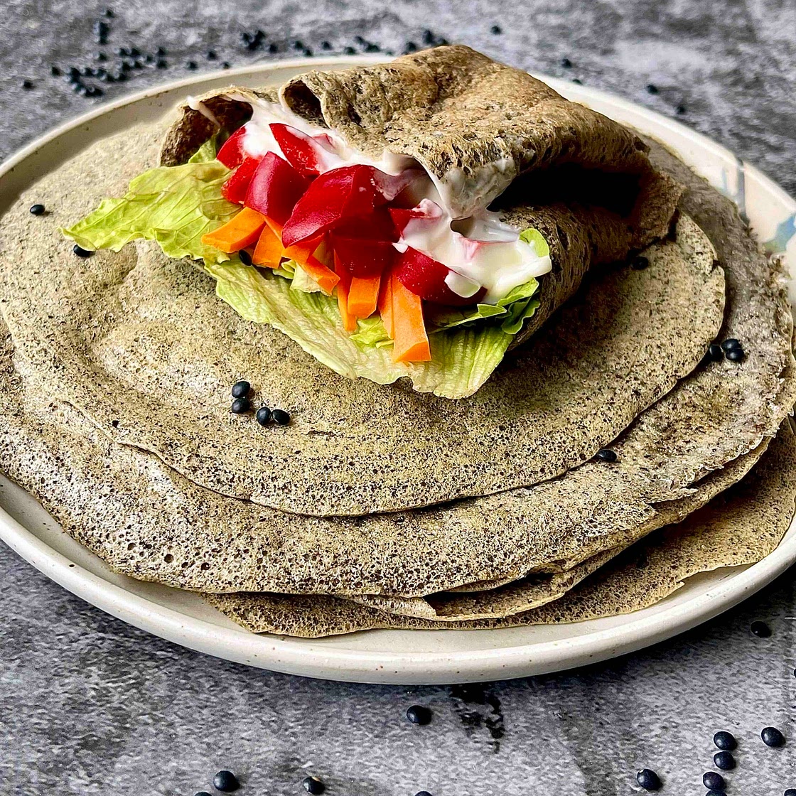 High protein Black Lentil Wraps
