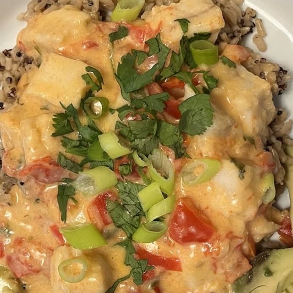 Garlic Shrimp in Coconut Milk, Tomatoes and Cilantro