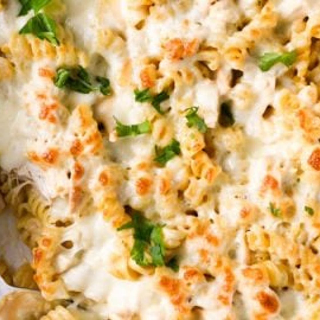 Dump and Bake Chicken Alfredo Casserole