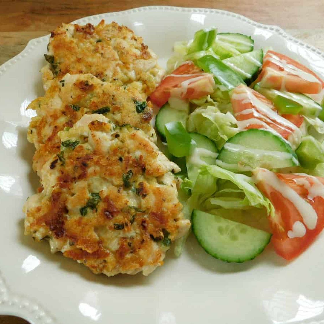 Cheesy chicken fritters