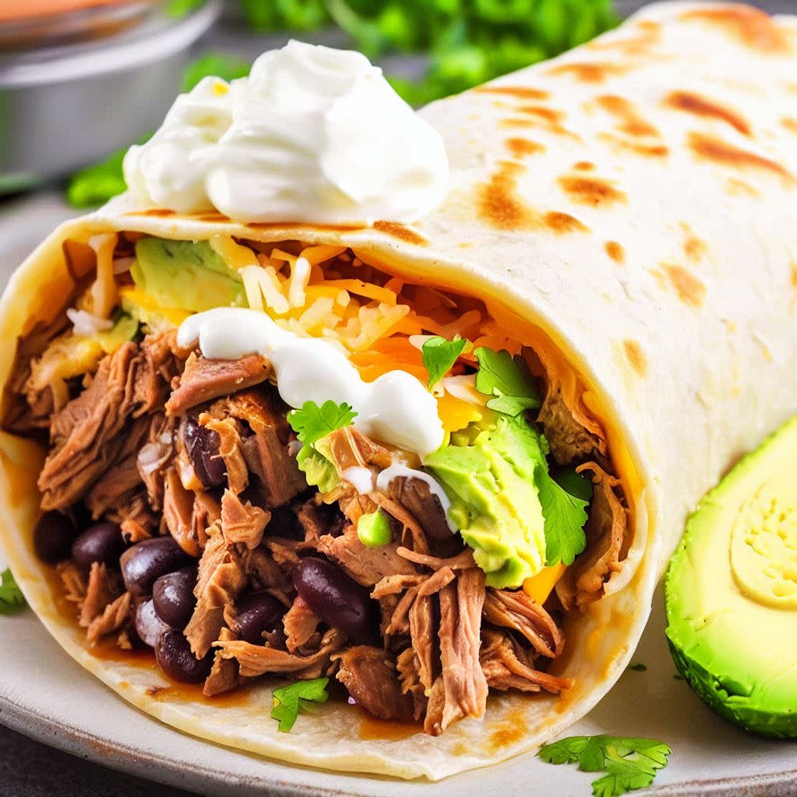 Shredded Beef Adobo Burrito