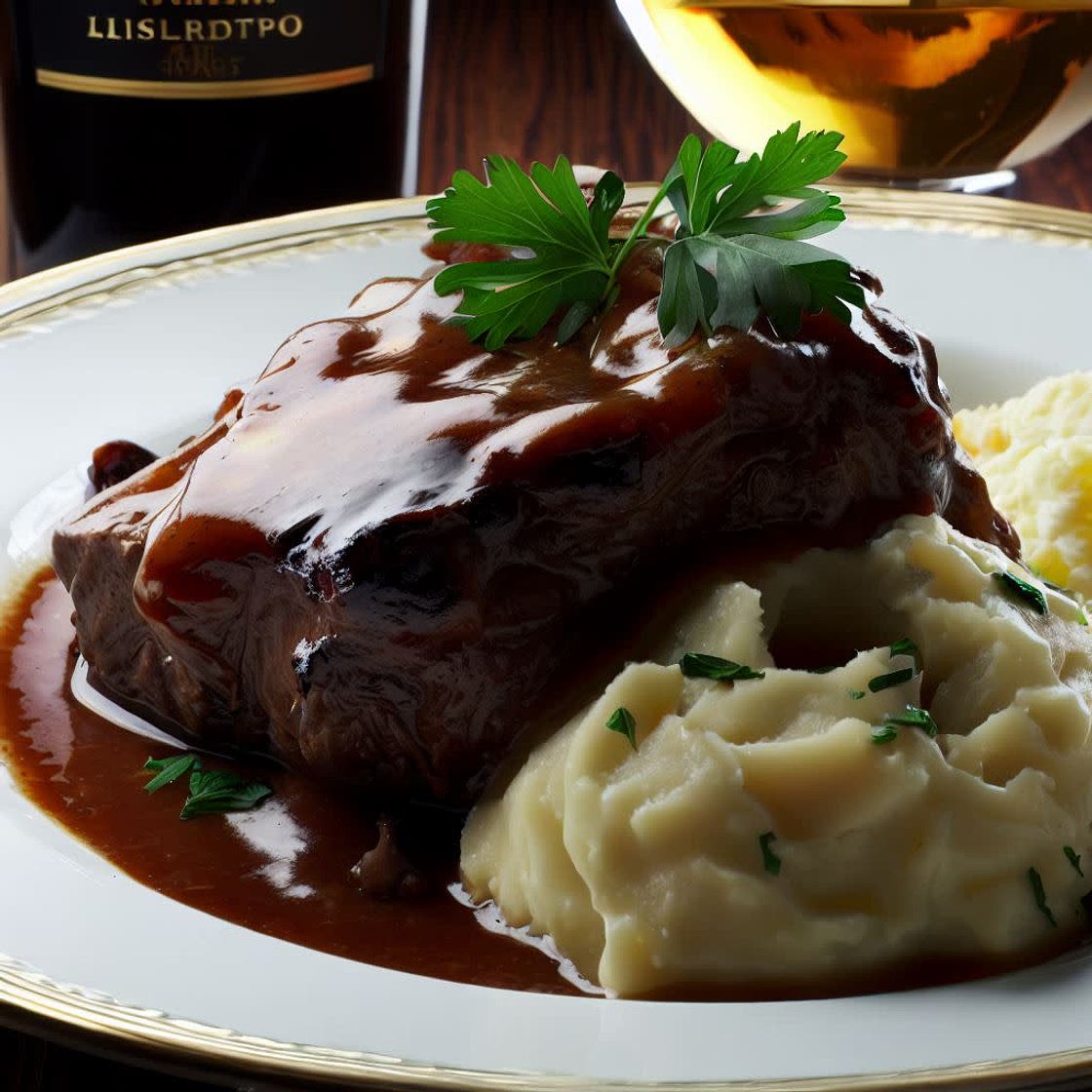 Pressure Cooker Roast with Luxardo Liqueur Gravy and Creamy Mashed Potatoes
