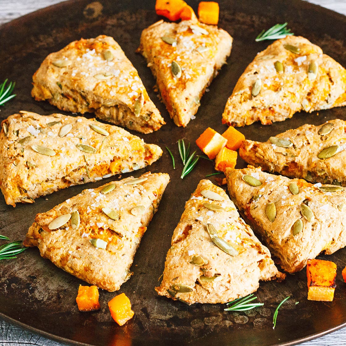 Whole Grain Butternut Rosemary Parmesan Scones