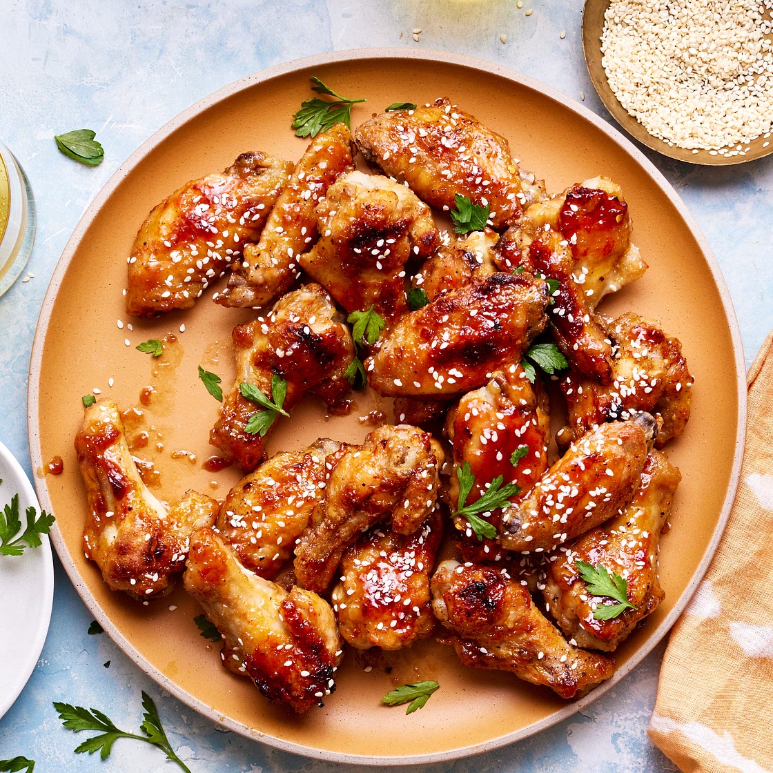 Oven Baked Sticky Honey Garlic Chicken Wings