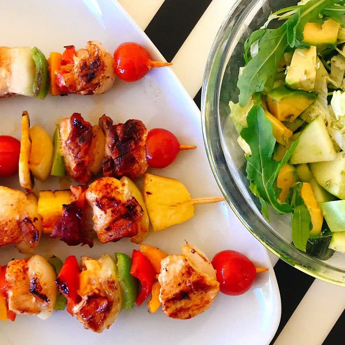 Chicken and pineapple skewer