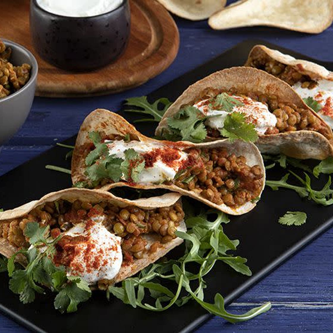 Vegetarian lentil tacos