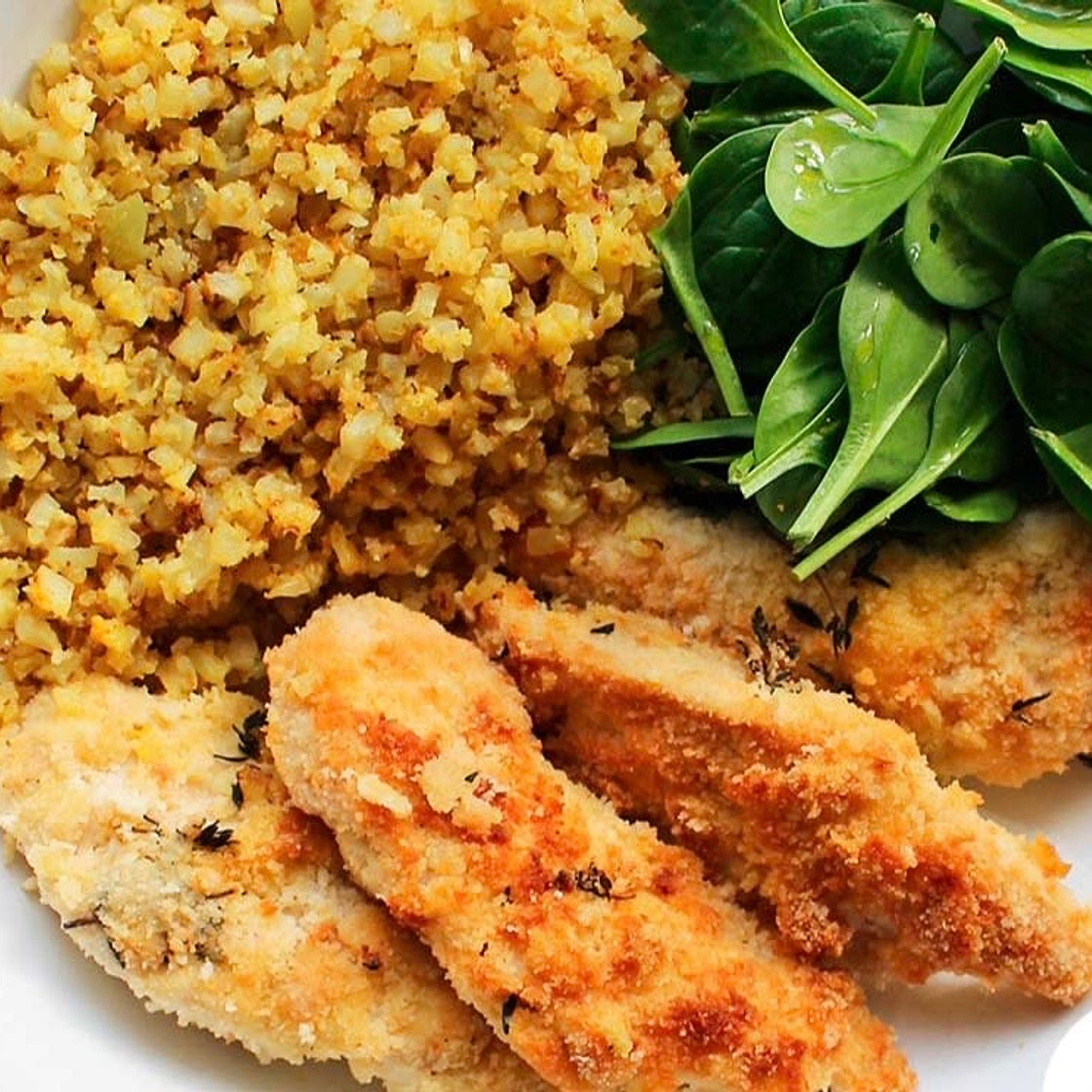 Chicken Schnitzel & Cauliflower Rice