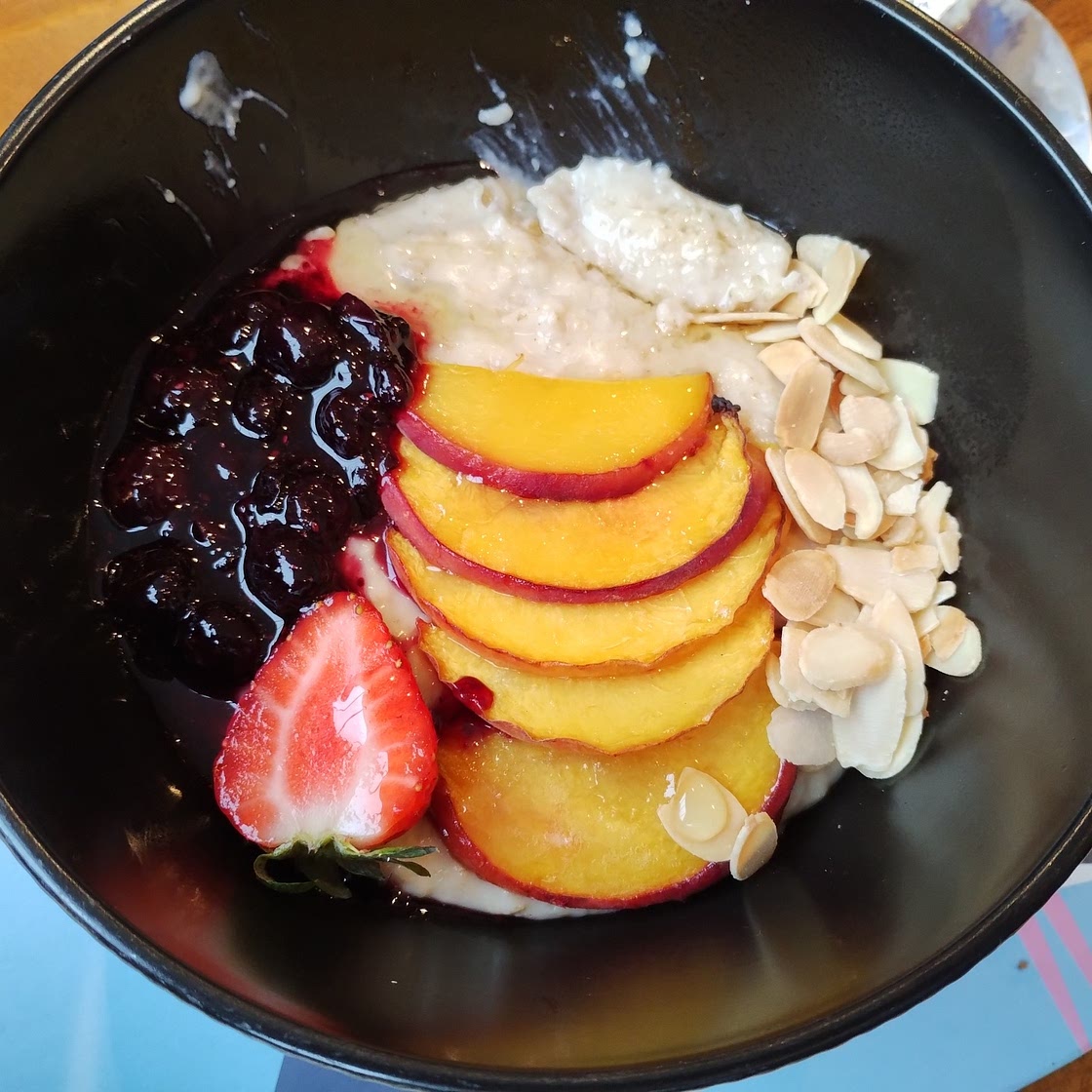 Porridge roast peach toasted almond