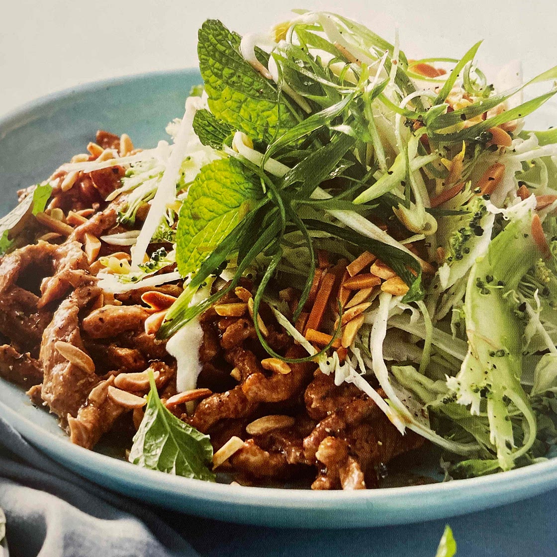 Sticky pork and crispy salad