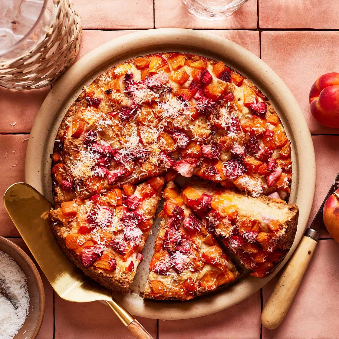 Healthy Strawberry Apricot Snacking Cake