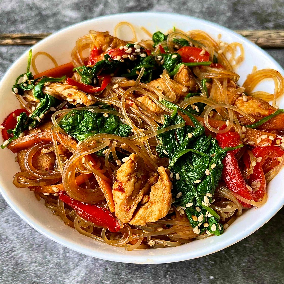 Japchae  Noodles with Chicken 