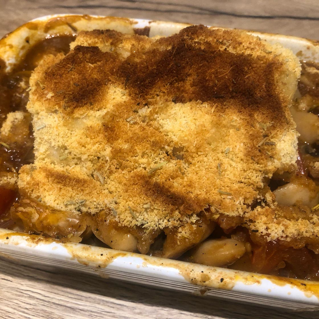 Baked cod and butter beans
