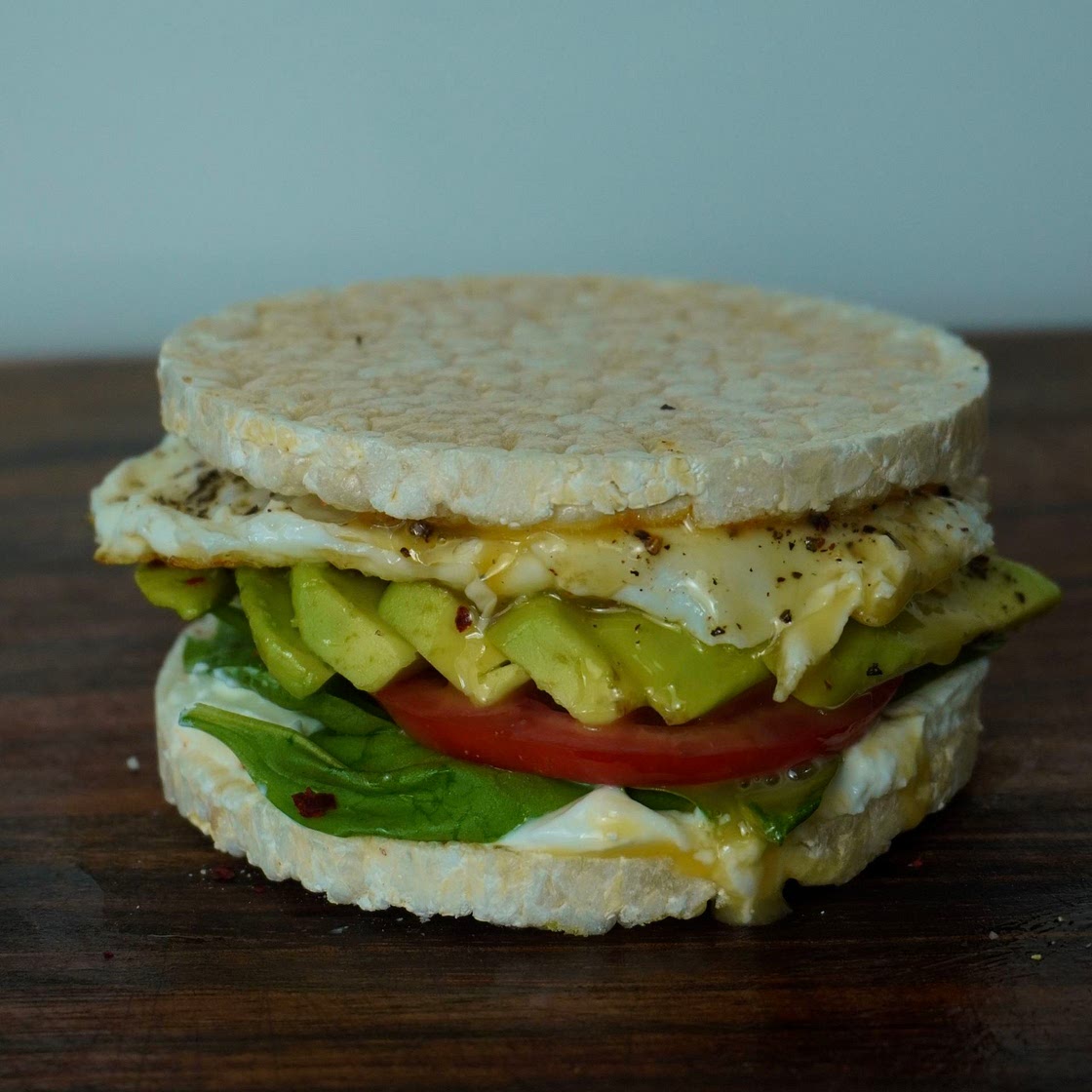 Rice cracker avocado sandwich