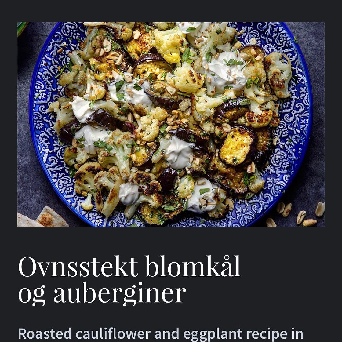 Ovnsbakt blomkål og aubergine m/kylling