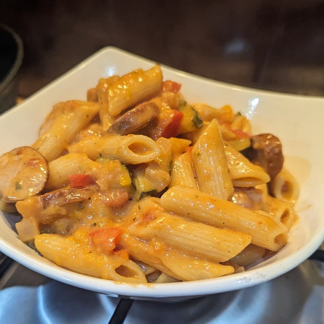 One Pot Smoked Sausage and Veggie Pasta