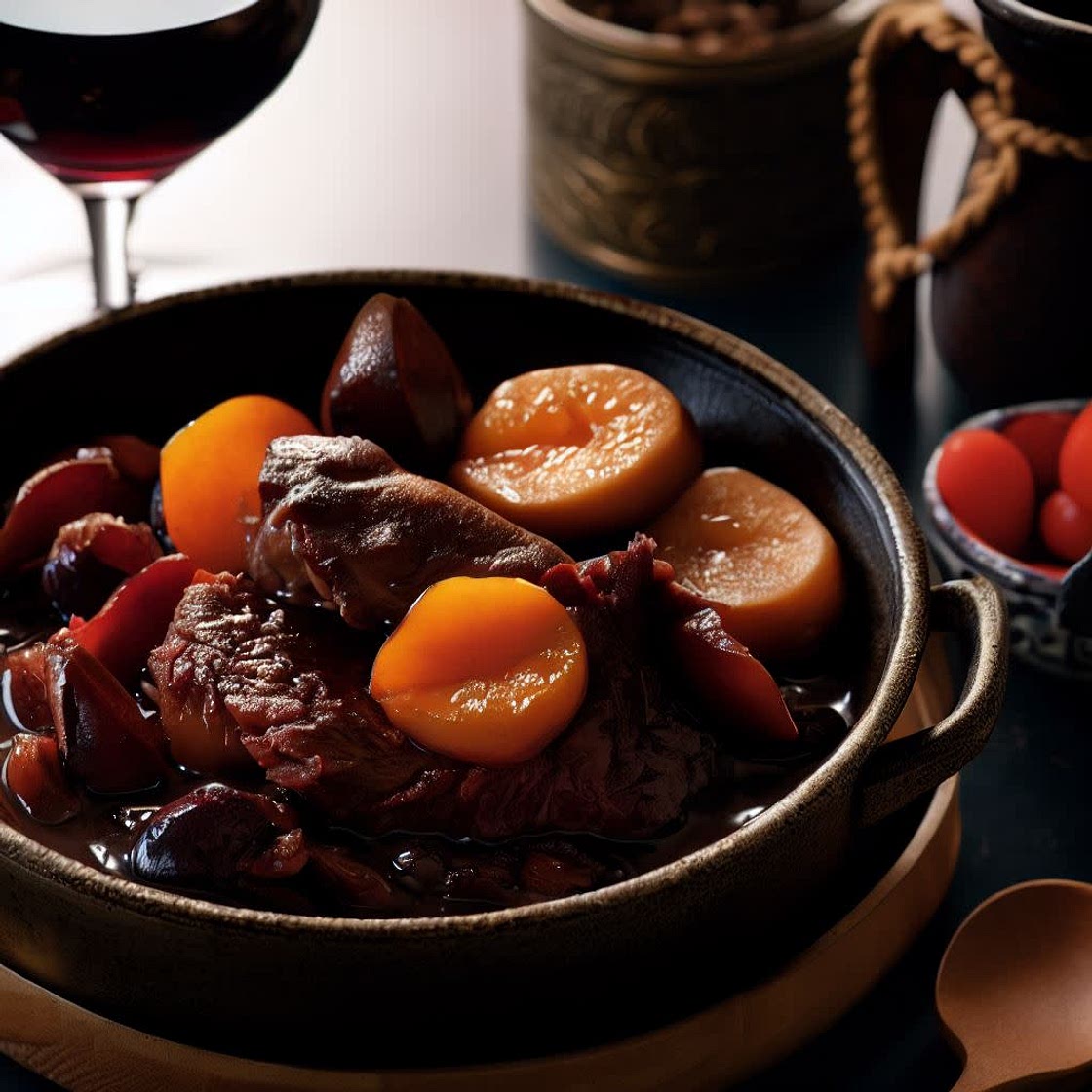 Ragoût de bœuf à la vanille, miso et prune