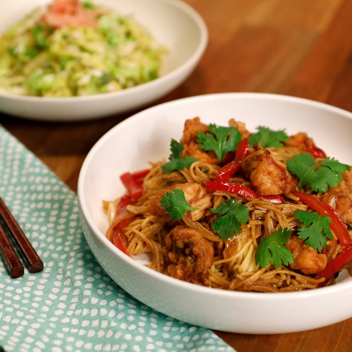 Salt and Pepper Lobster with Garlic Noodles and Drunken Sauce
