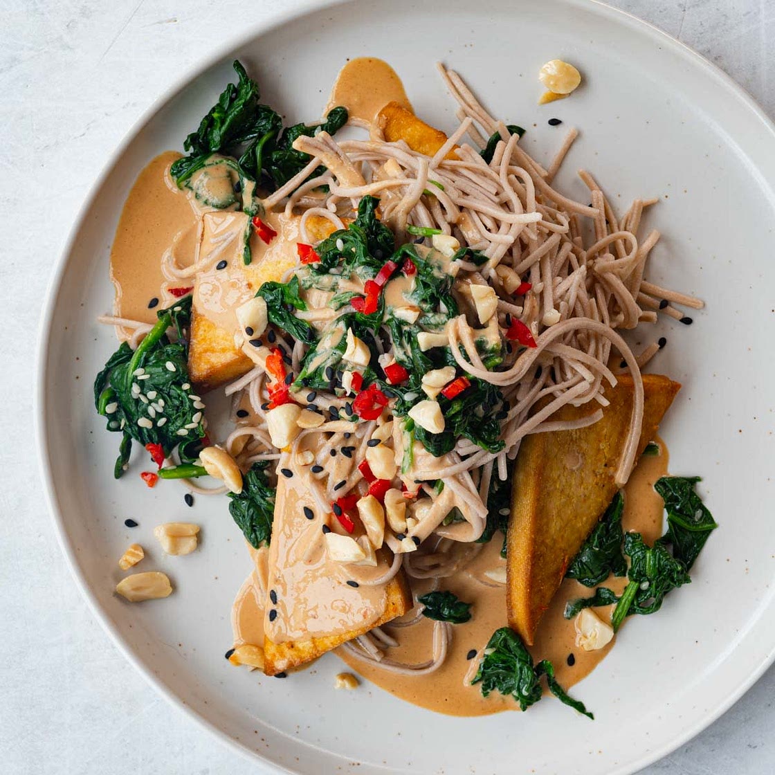 High-Protein Peanut Soba Noodles with Tofu
