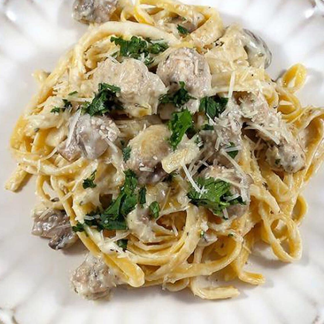 Turkey and Mushroom Fettuccine Alfredo